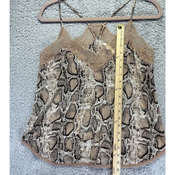 Y2K Snake print lace trim cami tank Beige Brown Size Small Adjustable Straps - Picture 6 of 9